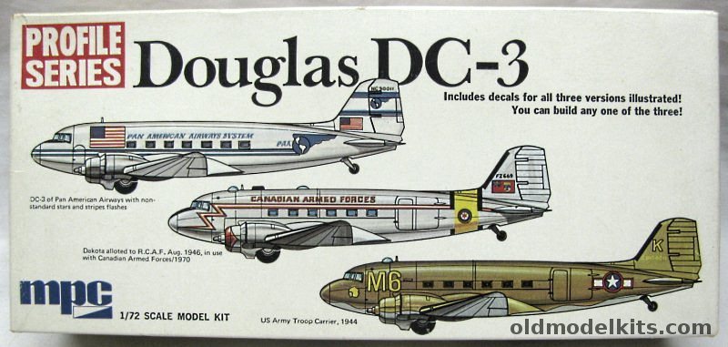 MPC 1/72 Douglas DC-3 / C-47 Profile Series - Pan American Airways / Royal Canadian Air Force RCAF / 1944 US Army Troop C-47, 2-1512-150 plastic model kit